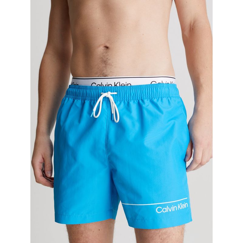 CALVIN KLEIN - Bermuda De Baño Azul Corta Con Cinturilla Doble Calvin Klein