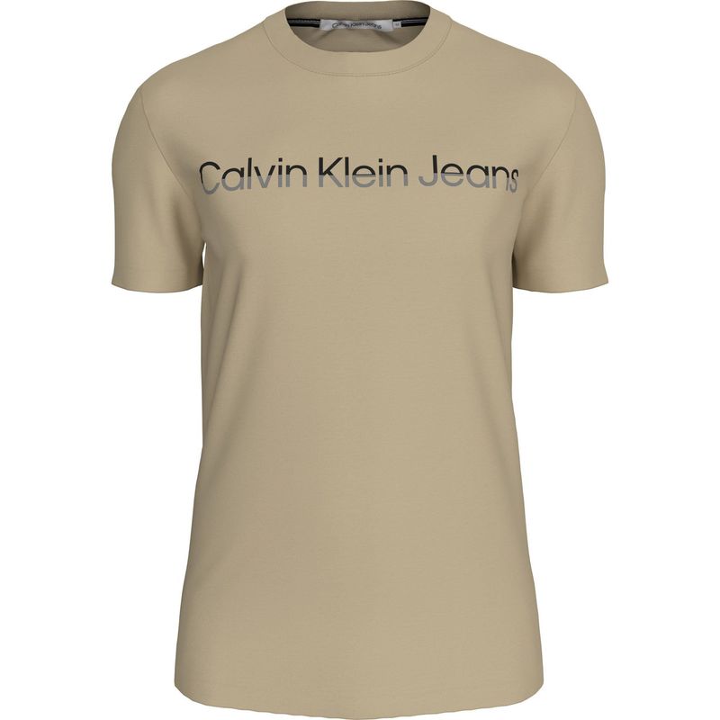 CALVIN KLEIN - Camiseta beige con logo institutional bicolor Calvin Klein