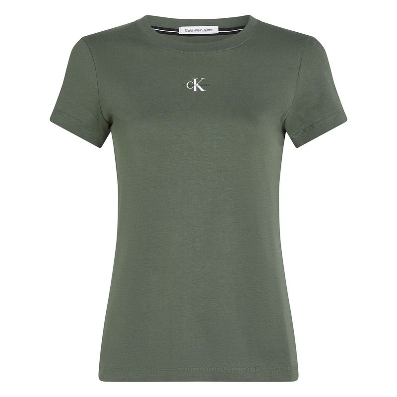 CALVIN KLEIN - Camiseta verde slim con micro monograma Calvin Klein