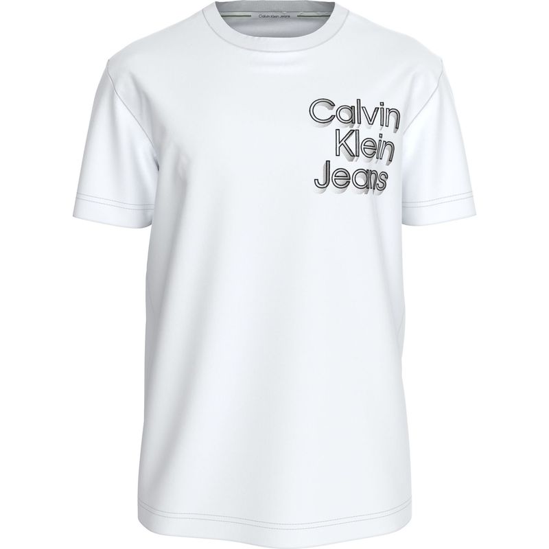 CALVIN KLEIN - Camiseta blanca con logo apilado eufórico Calvin Klein