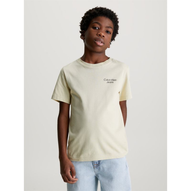 CALVIN KLEIN - Camiseta verde con logo apilado para niño Calvin Klein