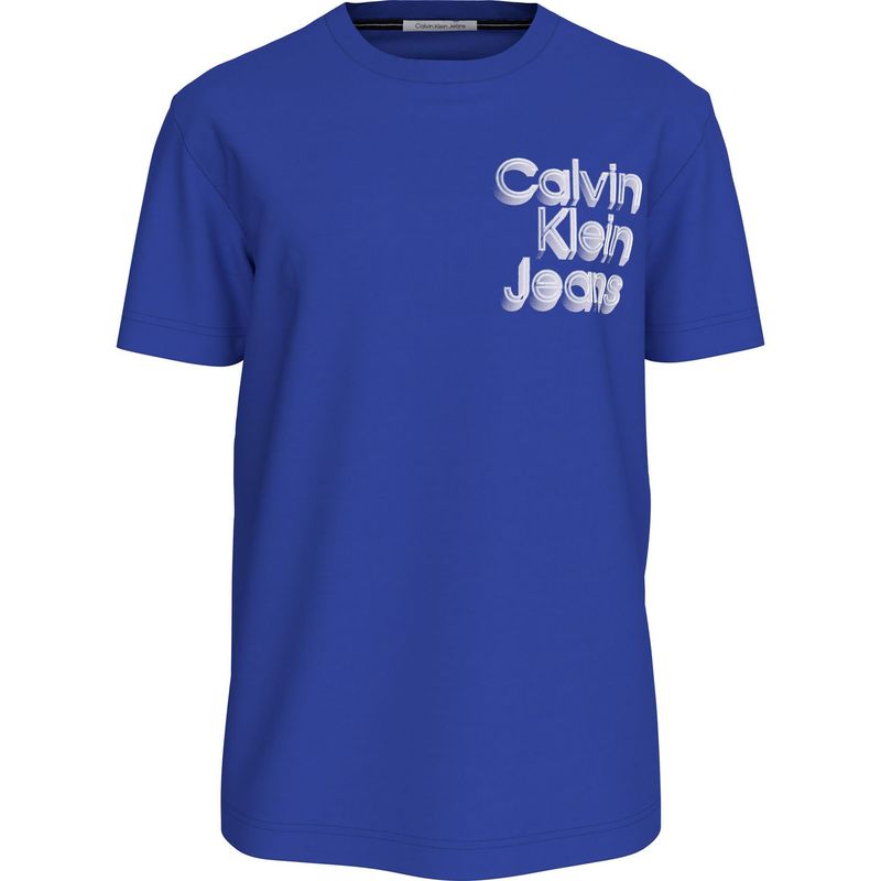 CALVIN KLEIN - Camiseta azul con logo apilado eufórico Calvin Klein