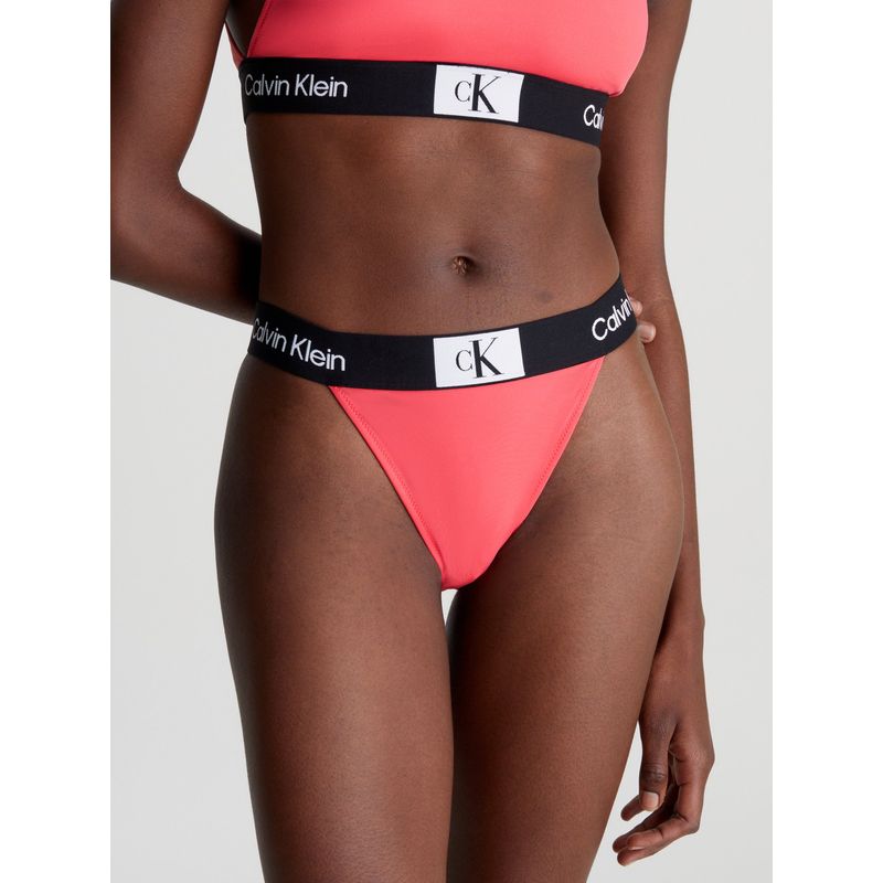CALVIN KLEIN - Parte rosado de abajo de bikini de talle alto - CK96 Calvin Klein