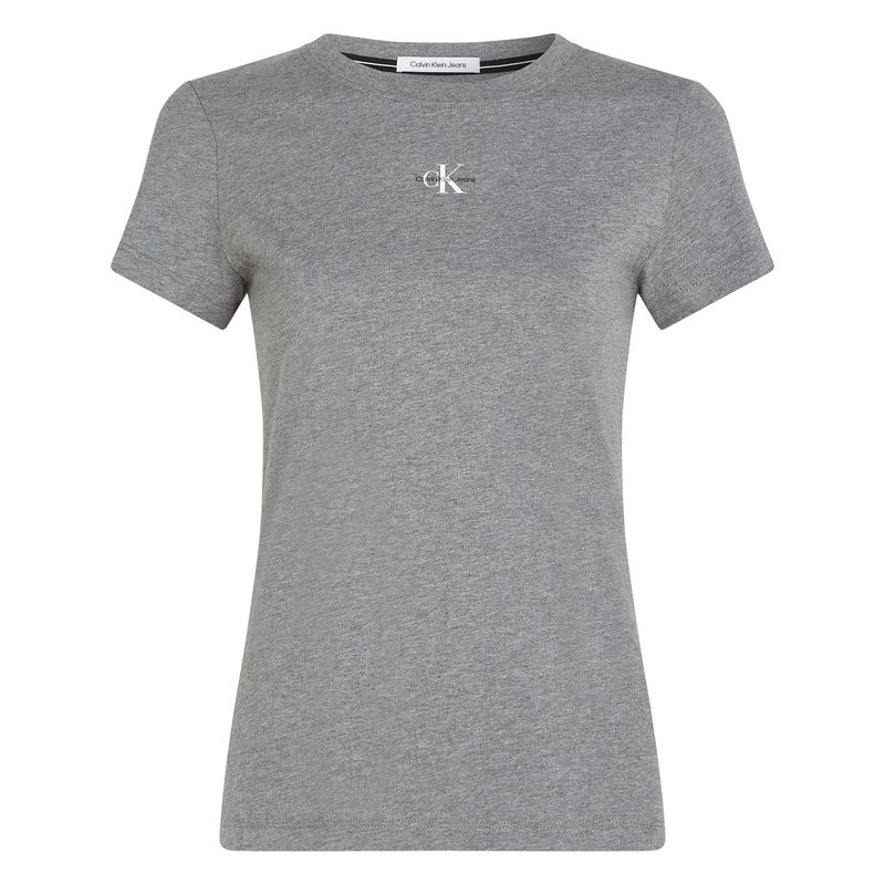 CALVIN KLEIN - Camiseta Gris Slim Con Micro Monograma Calvin Klein