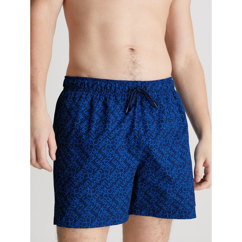 CALVIN KLEIN - Bermuda De Baño Azul De Largo Medio Con Cordón Calvin Klein