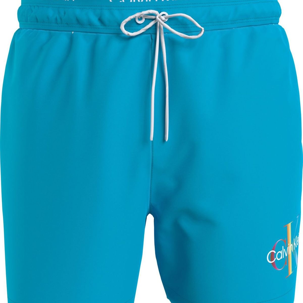 CALVIN KLEIN - Bermuda De Baño Azul Corta Con Cinturilla Doble - Pride Calvin Klein