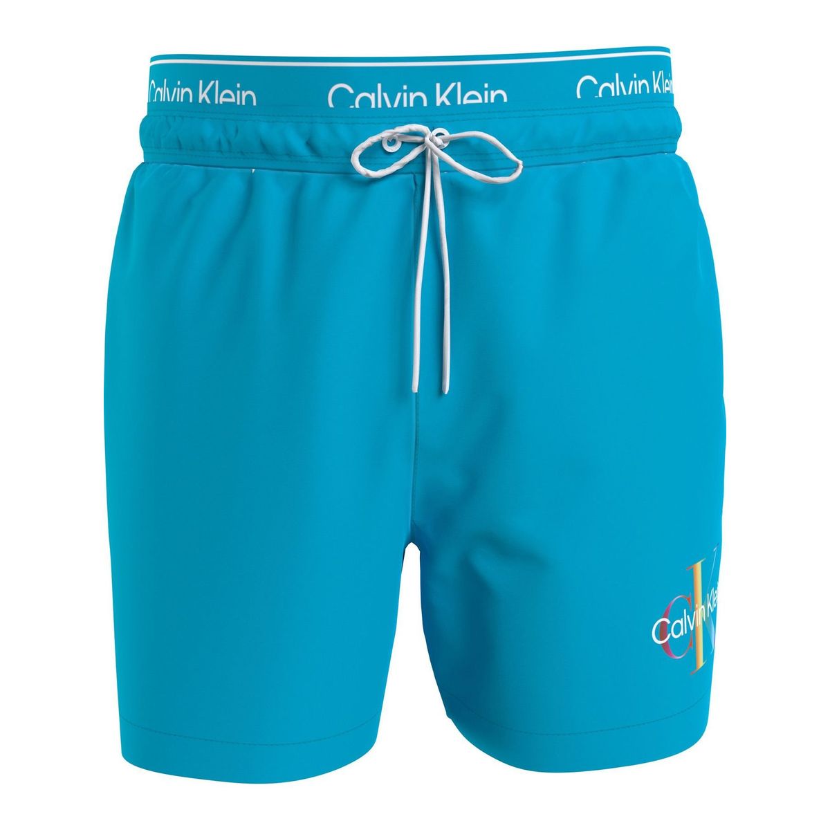 CALVIN KLEIN - Bermuda De Baño Azul Corta Con Cinturilla Doble - Pride Calvin Klein
