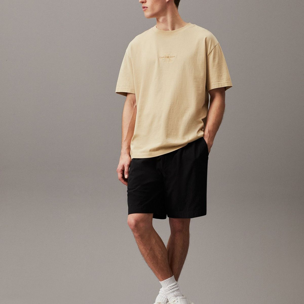 CALVIN KLEIN - Bermuda Negra De Algodón Texturizado Calvin Klein