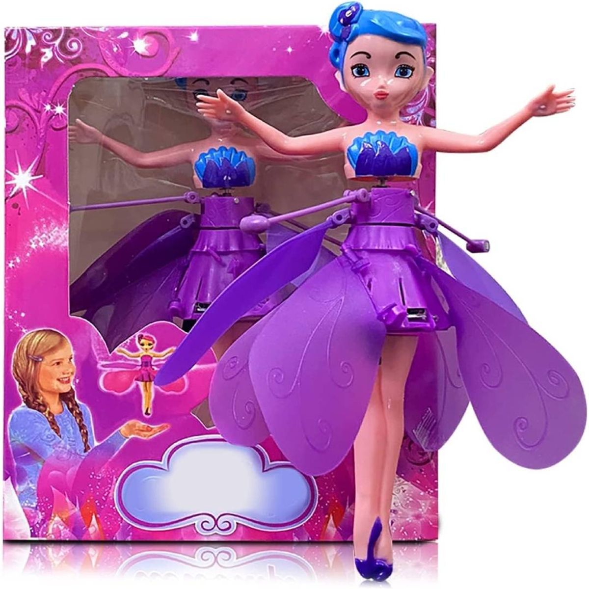 GENERICO - Hada Voladora con Luces Bateria Recargable y Sensor