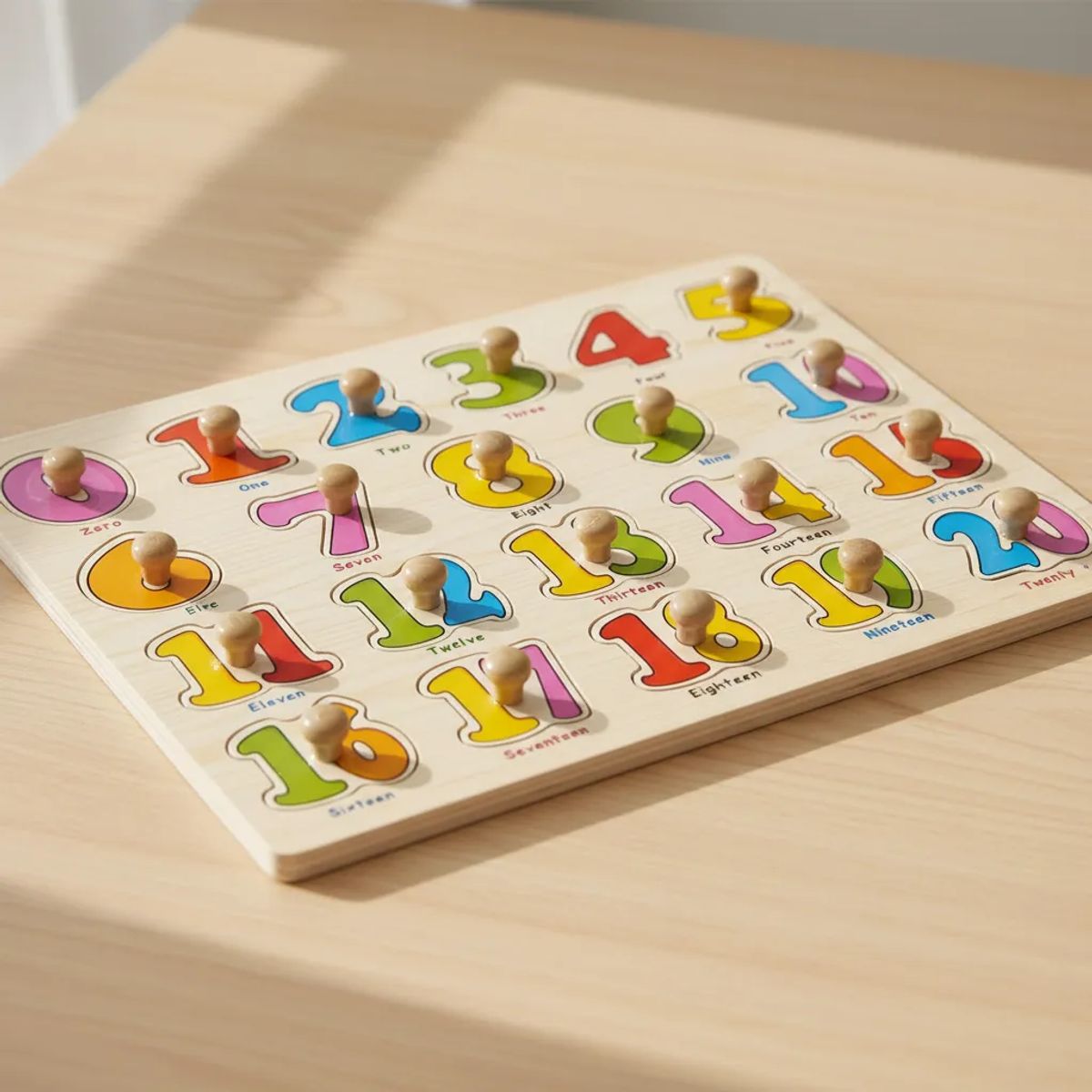 JUGANDO Y EDUCANDO - Rompecabezas Números De Madera Con Pines Para Niños