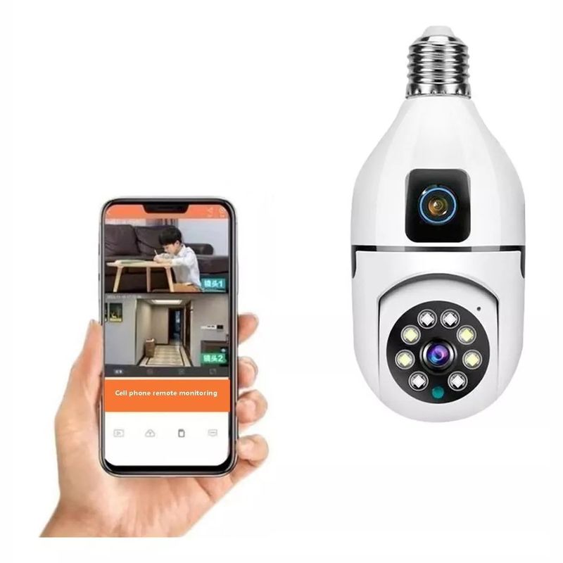 GENERICO - Cámara De Seguridad Bombillo Doble Lente Wifi Altavoz Alarma