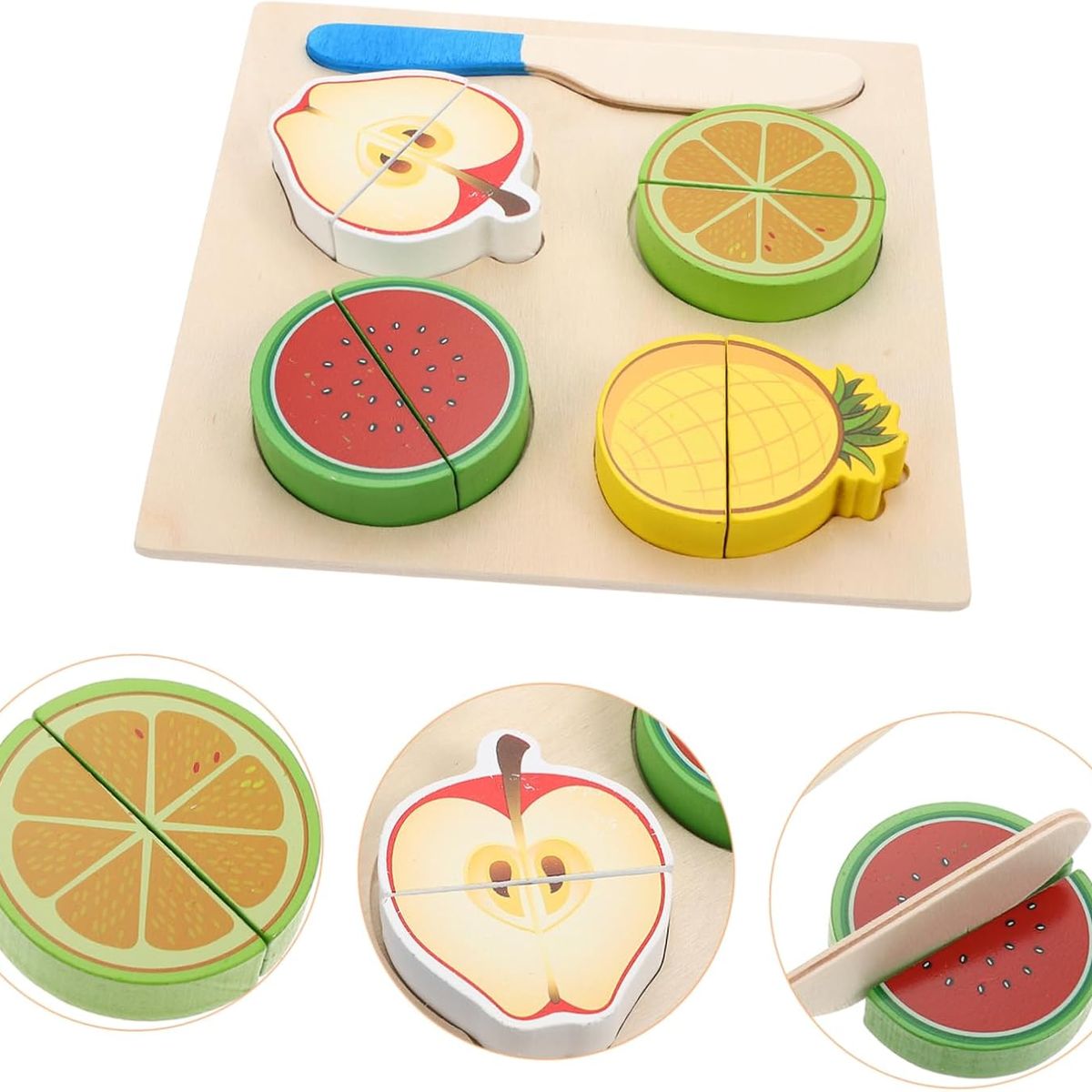 JUGANDO Y EDUCANDO - Juego Encajable De Alimentos De Madera Para Niños