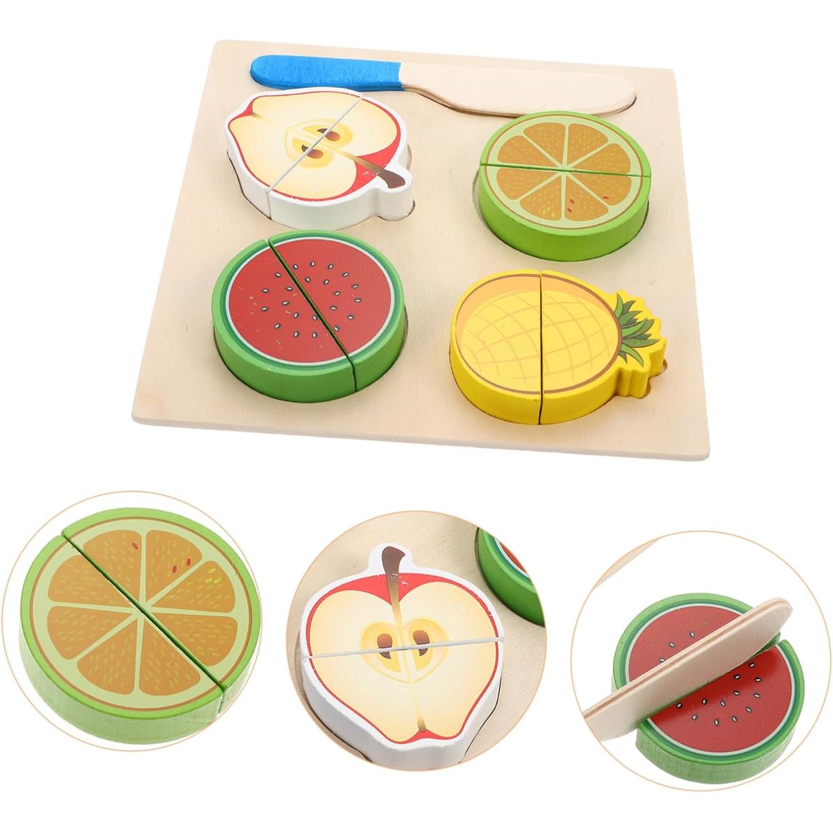 JUGANDO Y EDUCANDO - Juego Encajable De Alimentos De Madera Para Niños