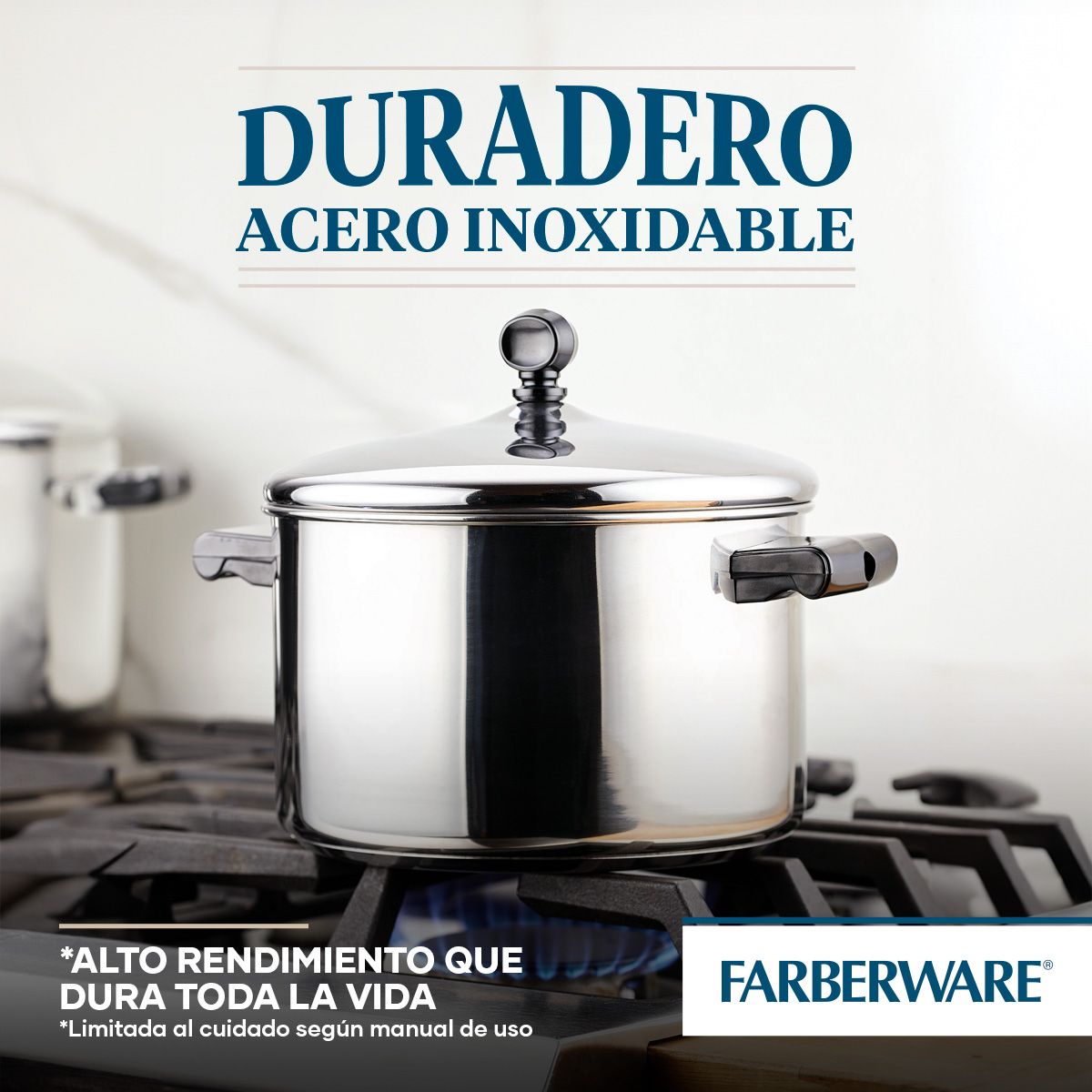 FARBERWARE - Olla 21cm acero inoxidable con tapa de vidrio templadoFarberware