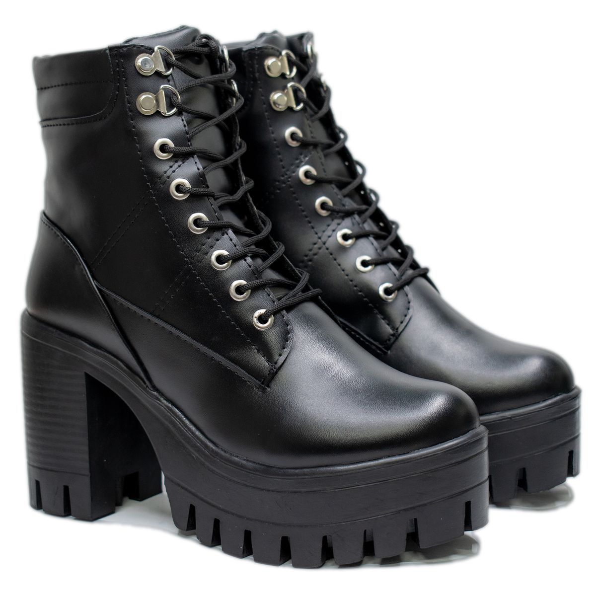 A2B - Botines Negros de Plataforma con Tacón Chunky  Estilo Urbano Audaz