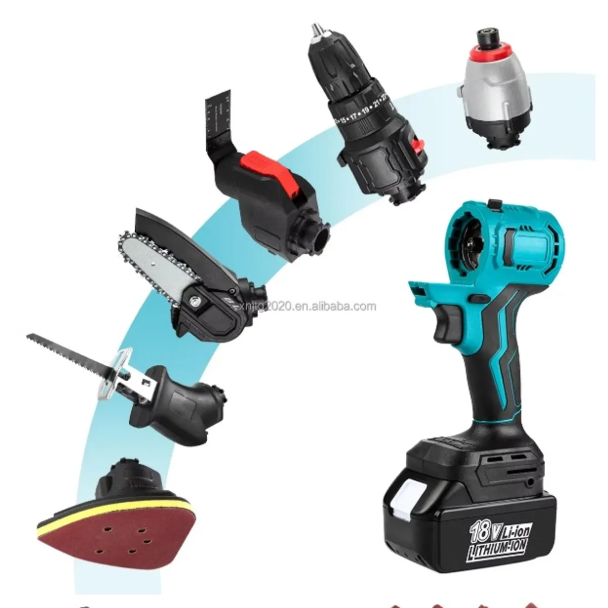 GENERICO - Taladro Impacto Inalambrico Multifuncional 6 Cabezales