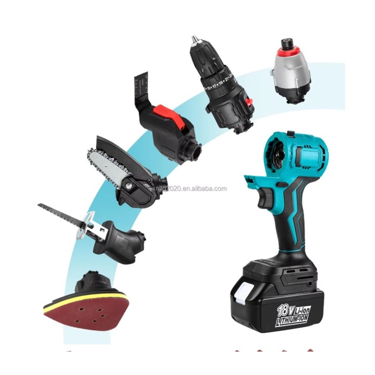 GENERICO - Taladro Impacto Inalambrico Multifuncional 6 Cabezales