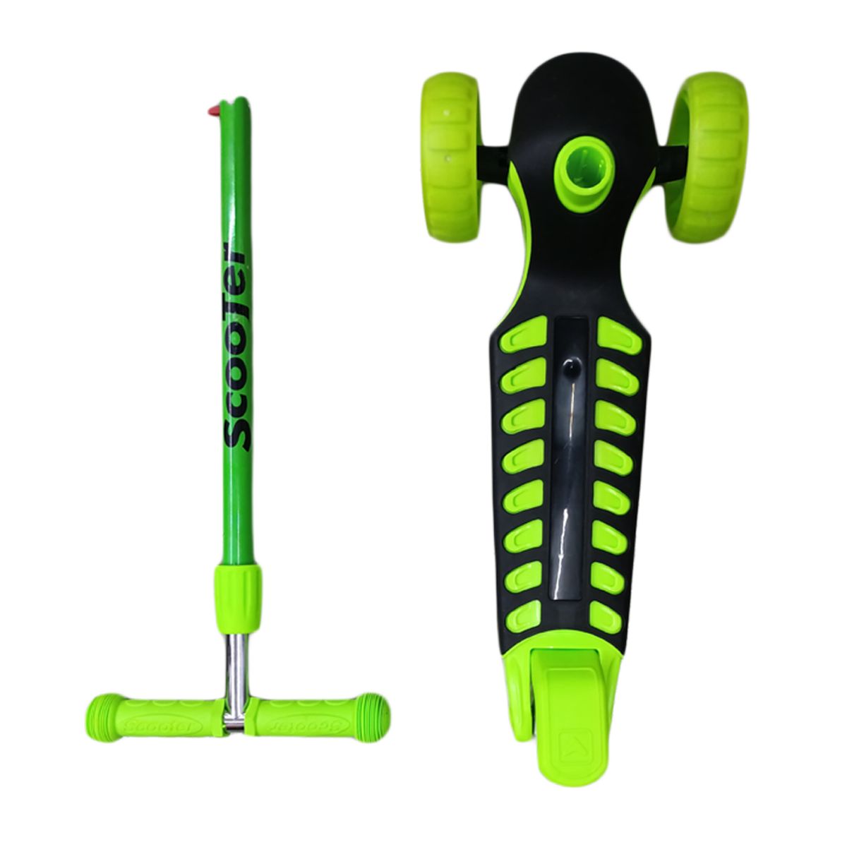 BABY ON - Patineta Scooter Kick And Ride Llantas Anchas Y Luces Verde