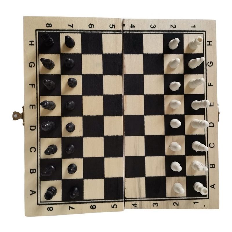 GENERICO - Juego Mesa Ajedrez Madera Plegable Tablero Casa Artesanal