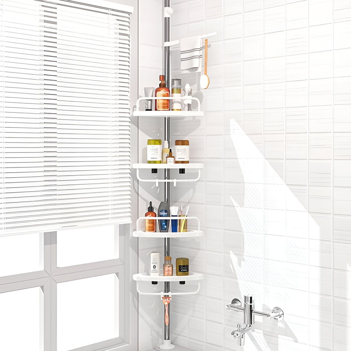 GENERICO - Organizador Esquinero Para Baño Ducha Ajustable Color Blanco