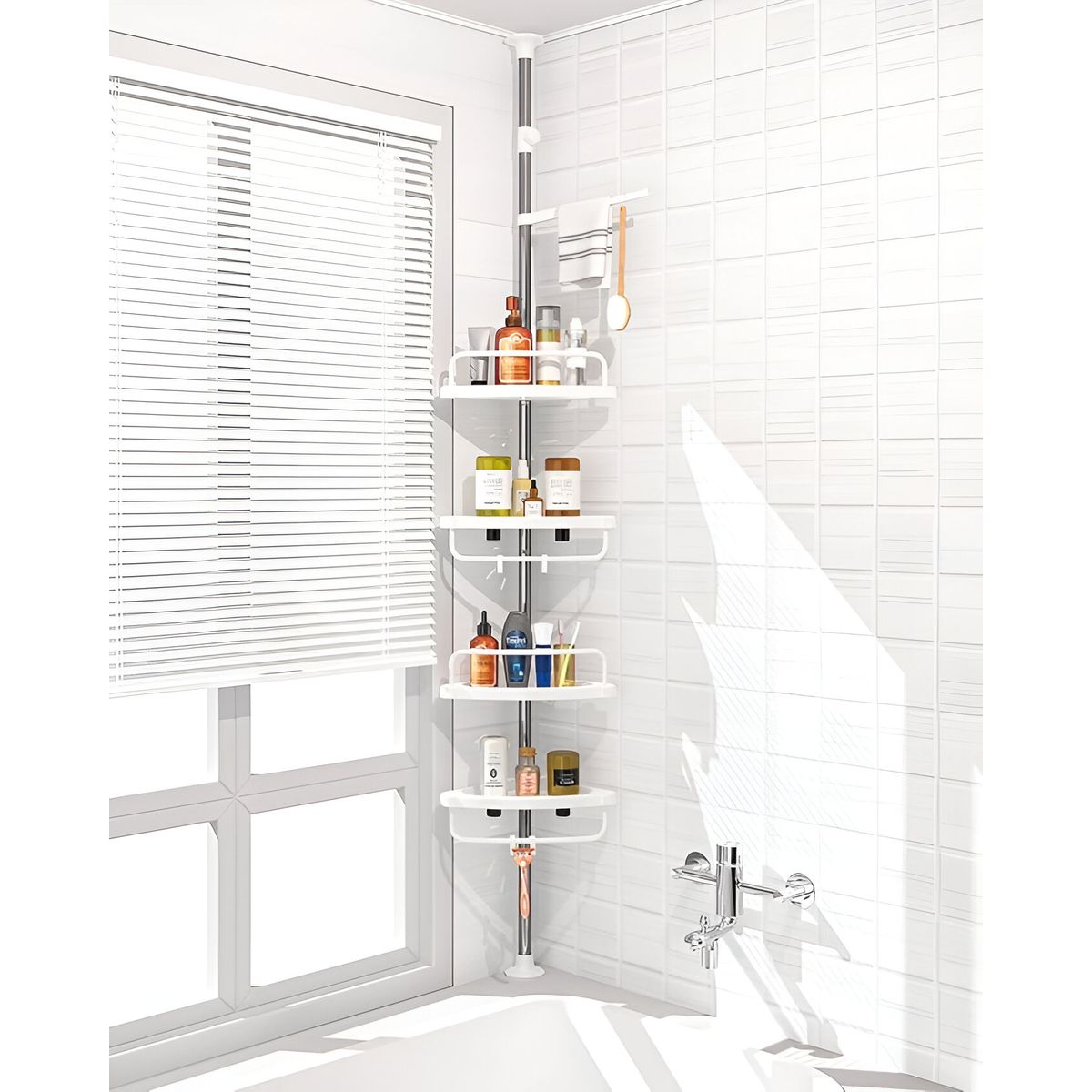 GENERICO - Organizador Esquinero Para Baño Ducha Ajustable Color Blanco