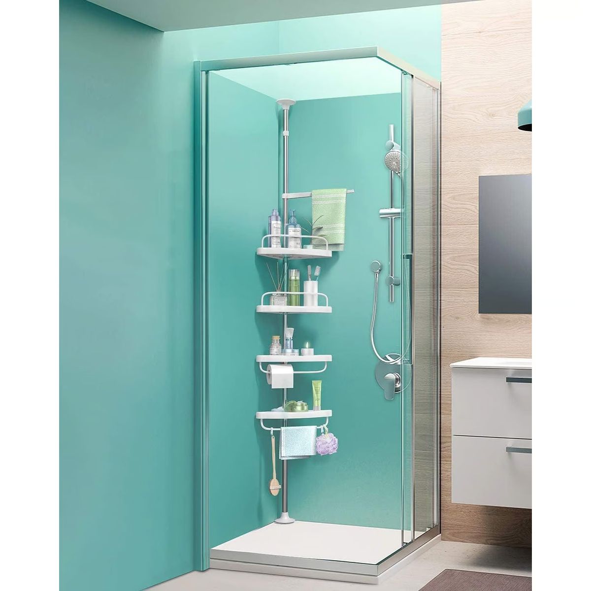 GENERICO - Organizador Esquinero Para Baño Ducha Ajustable Color Blanco