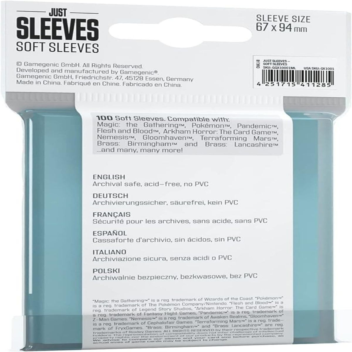 ASMODEE - 100 Fundas Protectores Transparentes Cartas Pokemon Magic