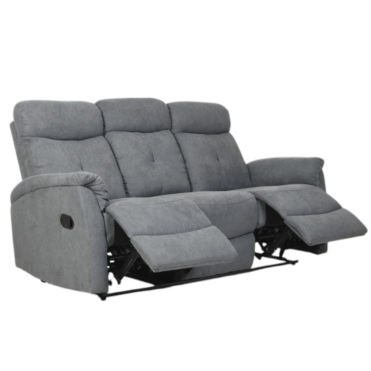 MUEBLES FIOTTI - Sofa Reclinable 3 puestos Gris Fiotti Tinay