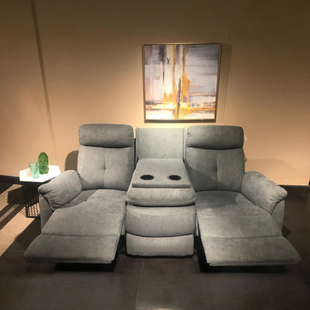 MUEBLES FIOTTI - Sofa Reclinable 3 puestos Gris Fiotti Tinay