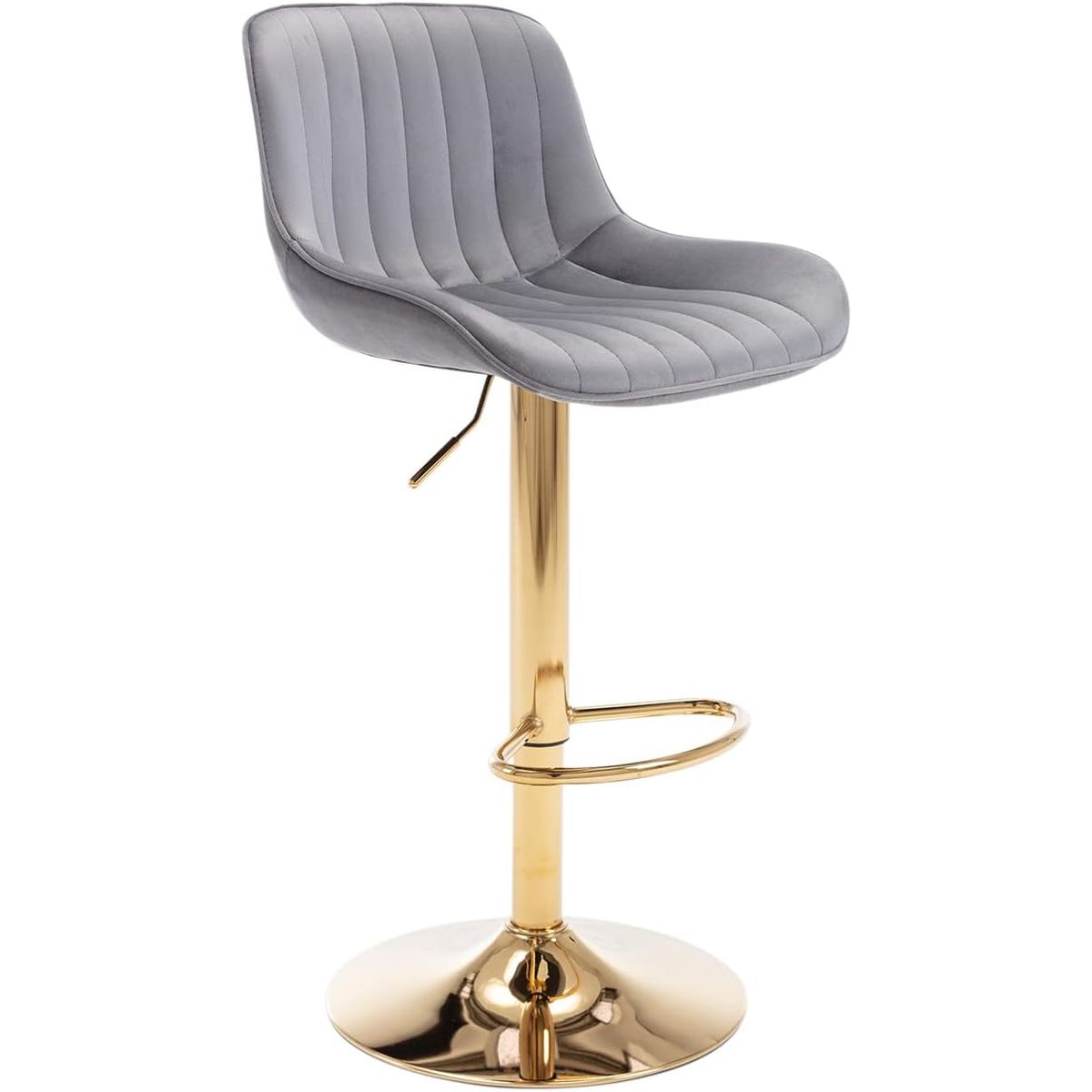 MOBLIHOUSE - Silla De Bar Moderna De Terciopelo Oxford Base Dorada