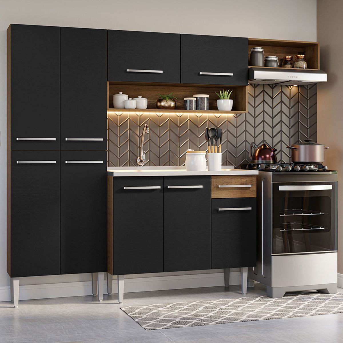 MADESA - Cocina Integral Emilly 2.30 m con Mesón de Acero 12
