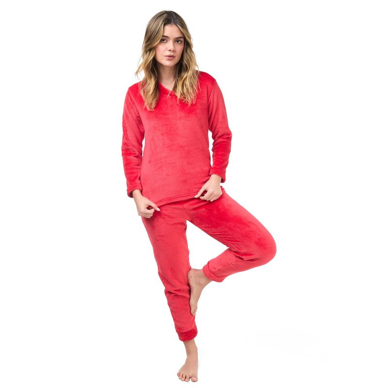 SANTANA - Pijama Mujer Térmica Rojo