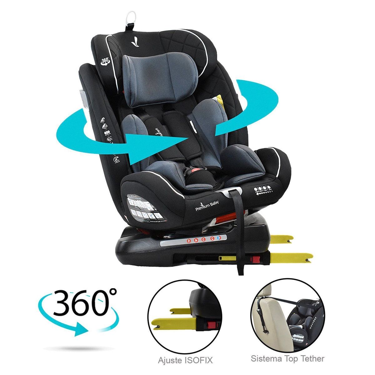 PREMIUM BABY - Silla Carro Bebe Eos 360° Gris Premium Baby