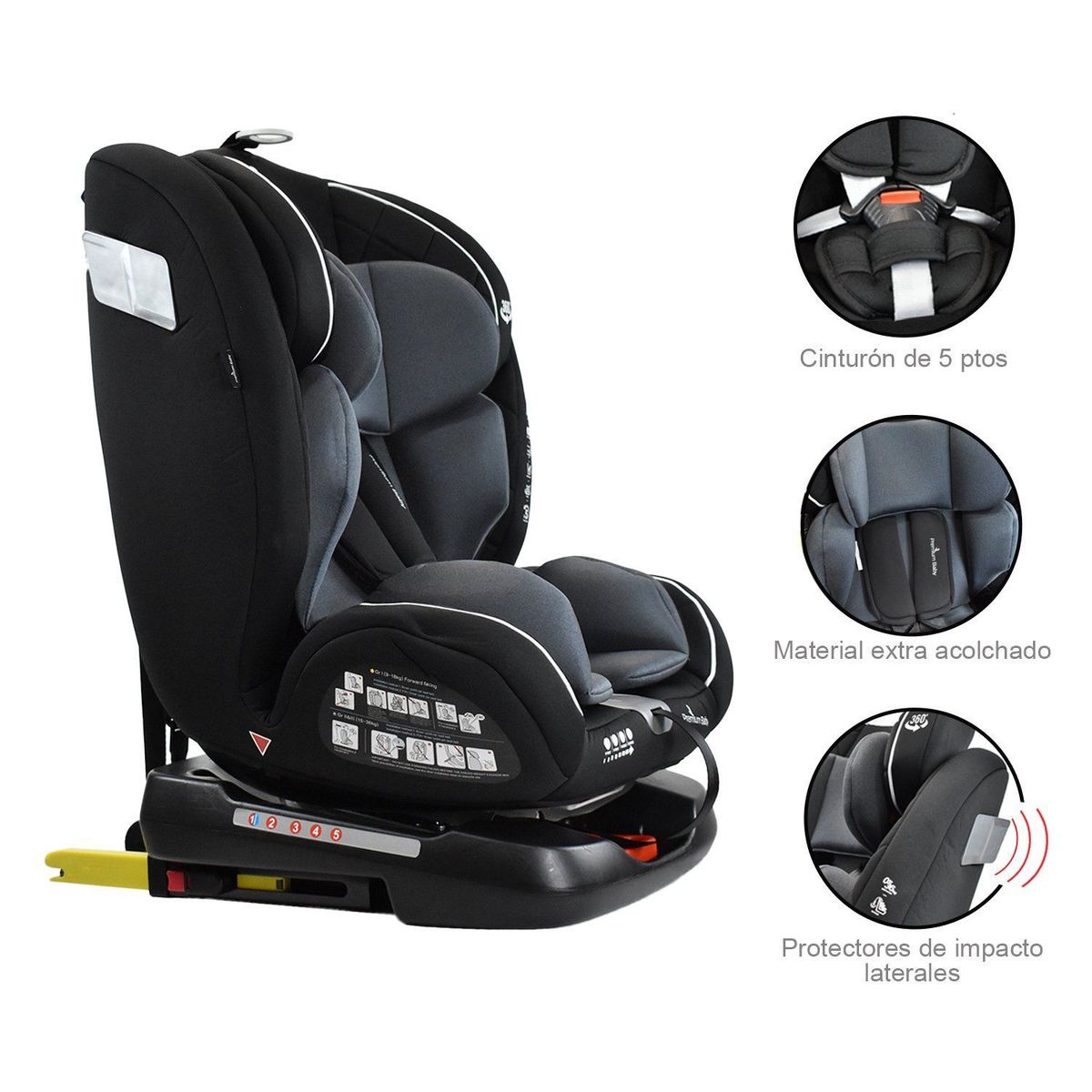 PREMIUM BABY - Silla Carro Bebe Eos 360° Gris Premium Baby