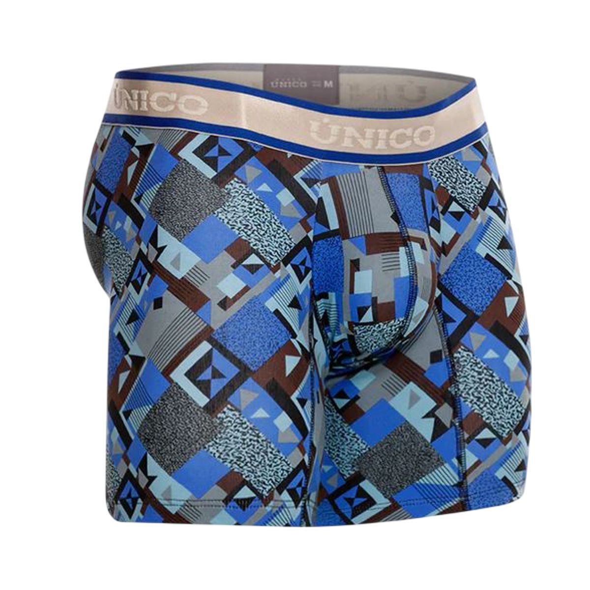 MUNDO UNICO - Bóxer De Hombre Marca Único Copa Medio Central Azul Algodón