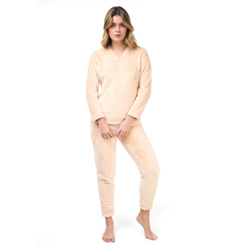 SANTANA - Pijama Mujer Térmica Beige