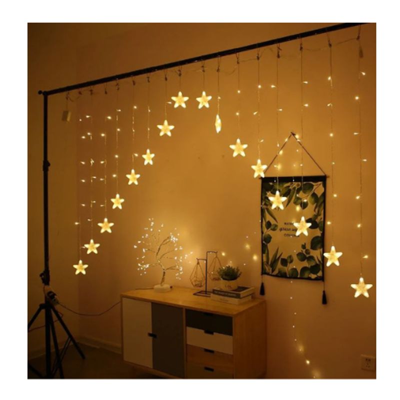 GENERICO - Luz Led Cenefa 3 Mtr Estrella Cortina Decoración Navidad calida