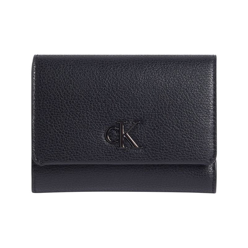 CALVIN KLEIN - Billera negra trifold con monograma minimalista Calvin Klein