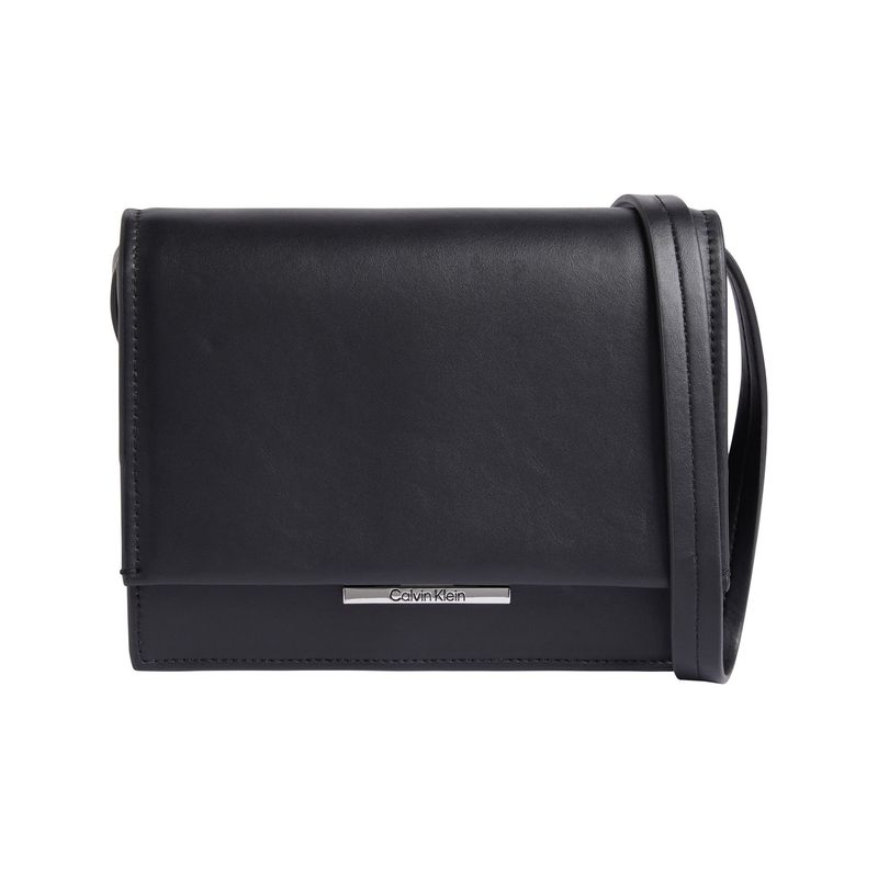 CALVIN KLEIN - Bolso negro cruzado con solapa y cierre de broche Calvin Klein