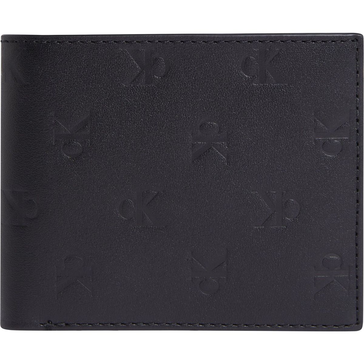 CALVIN KLEIN - Billetera negra plegable con estampado en relieve Calvin Klein
