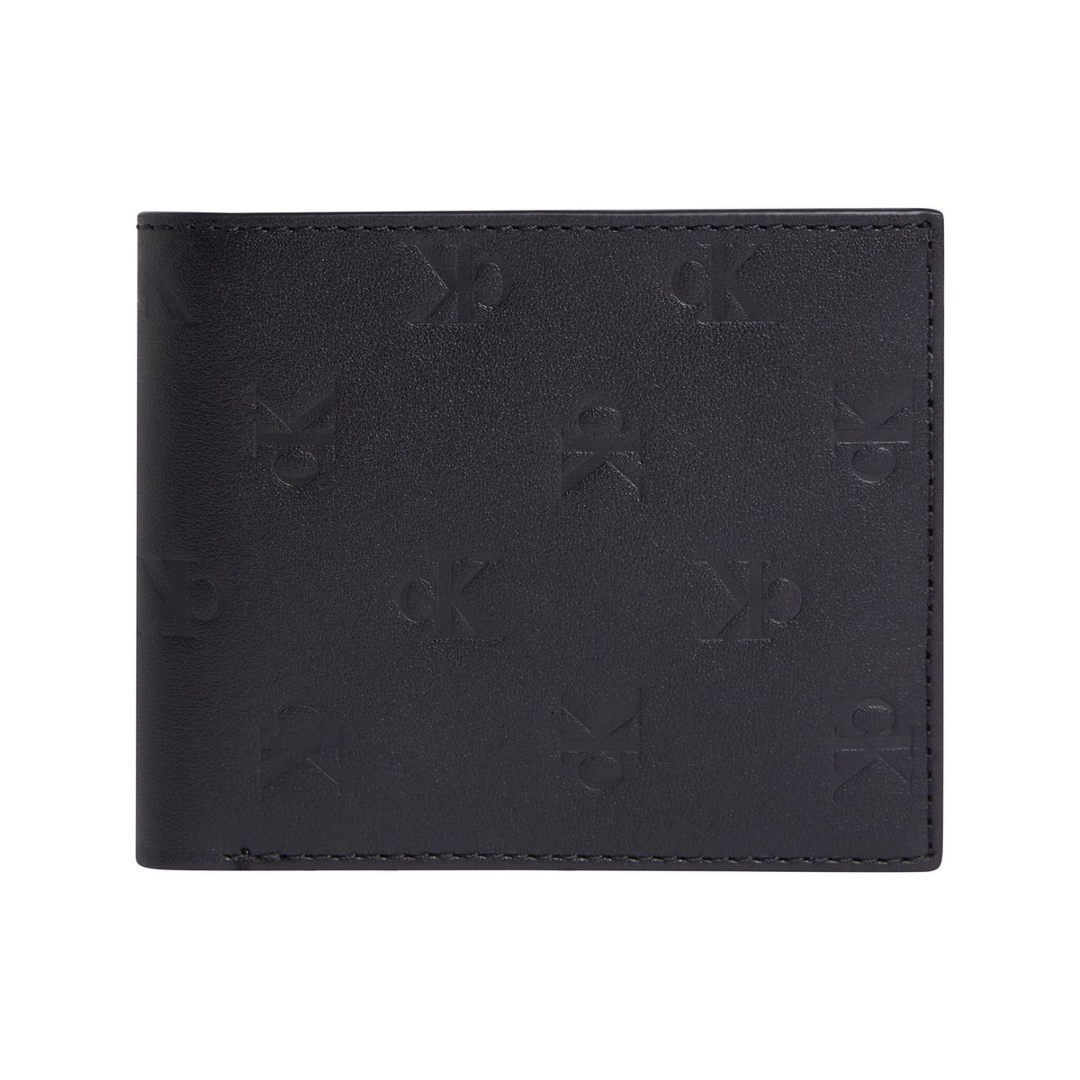 CALVIN KLEIN - Billetera negra plegable con estampado en relieve Calvin Klein
