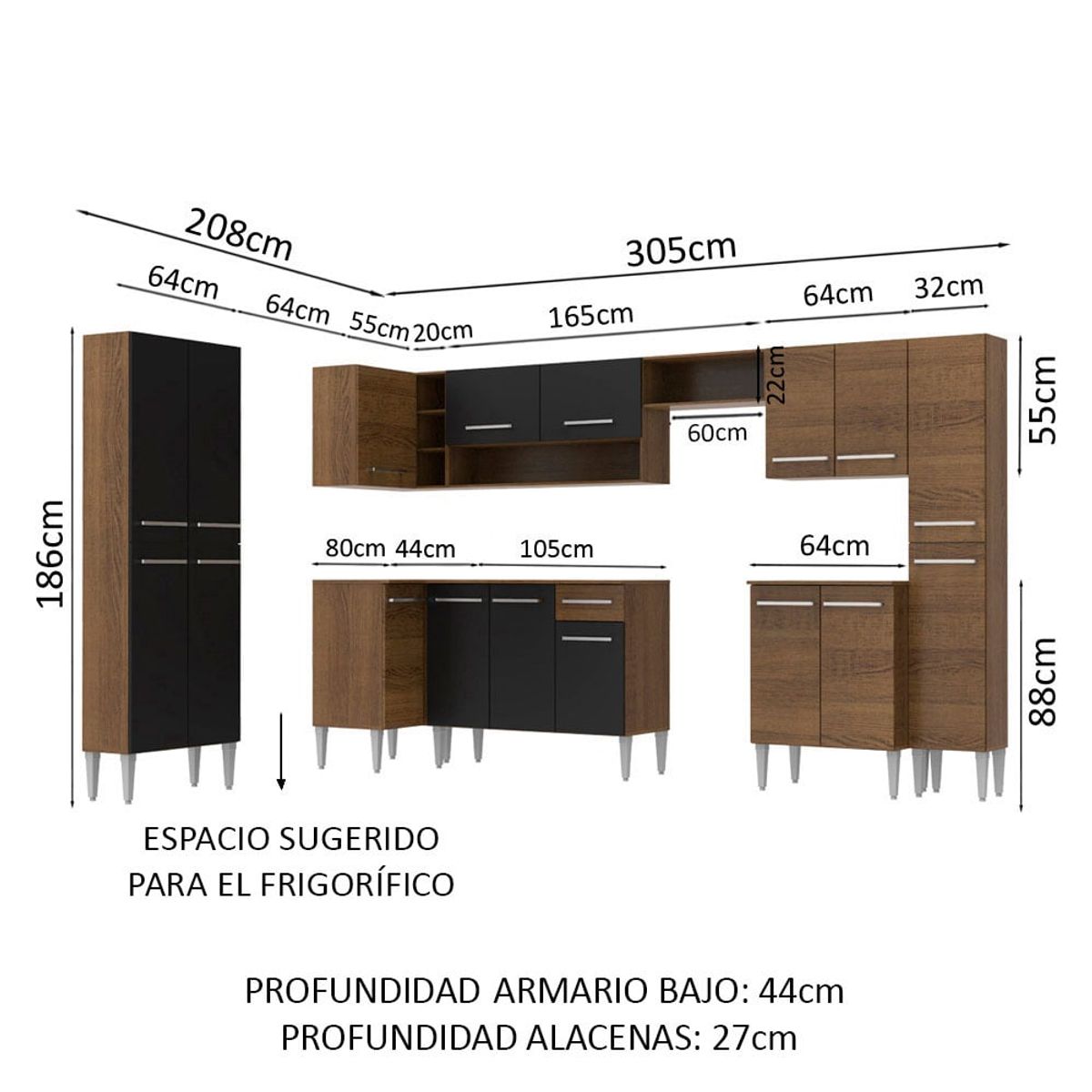 MADESA - Cocina Integral de Esquina Emilly Live 5.15 m