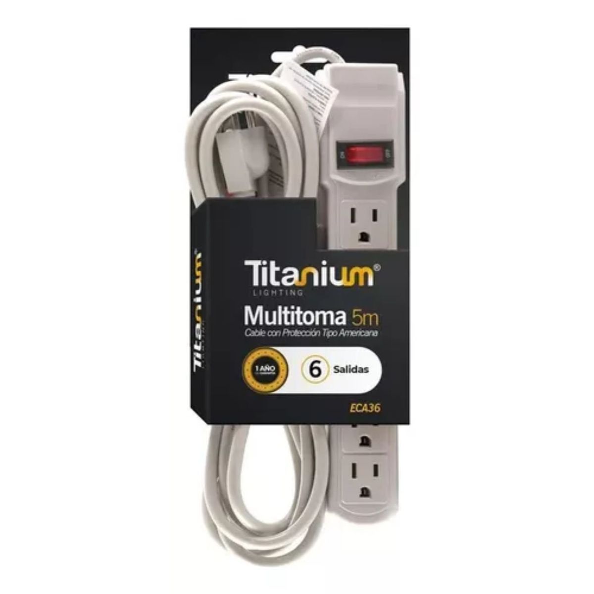 GENERICO - Multitoma Regleta Eléctrica 6 Salidas Extensión 5 Metros