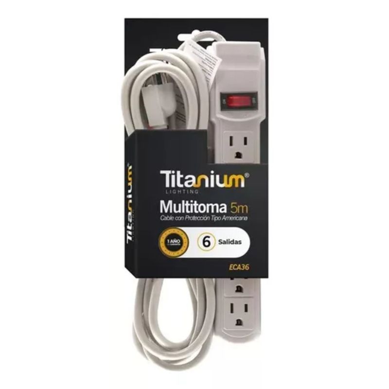 GENERICO - Multitoma Regleta Eléctrica 6 Salidas Extensión 5 Metros
