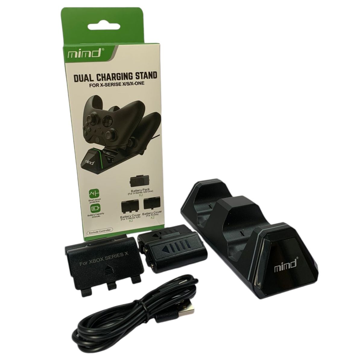 GENERICO - Base De Carga Mimd + 2 Baterias + 4 Portapilas Para Xbox One y Series