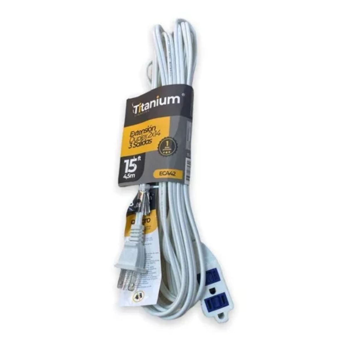 GENERICO - extensión eléctrica multitoma blanca 4,5  metros
