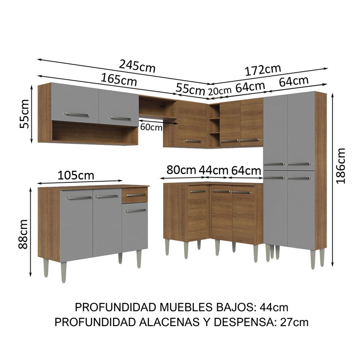 MADESA - Cocina Integral de Esquina Emilly 4.20 m 02