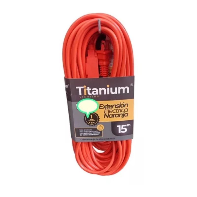 GENERICO - Extension Electrica Naranja De Alta Resistencia 15mts