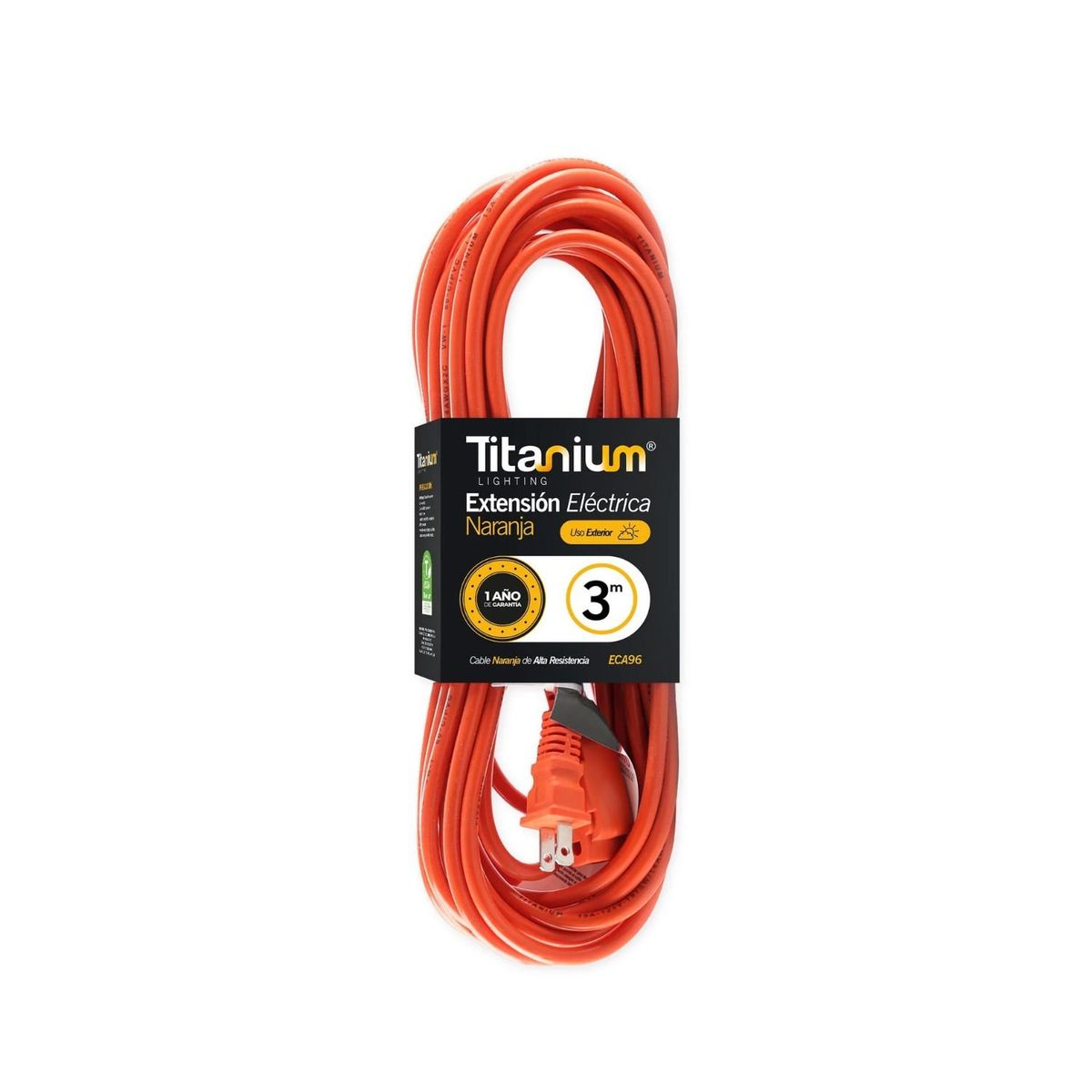 GENERICO - Extensión Eléctrica Uso Rudo Naranja 3 Metros