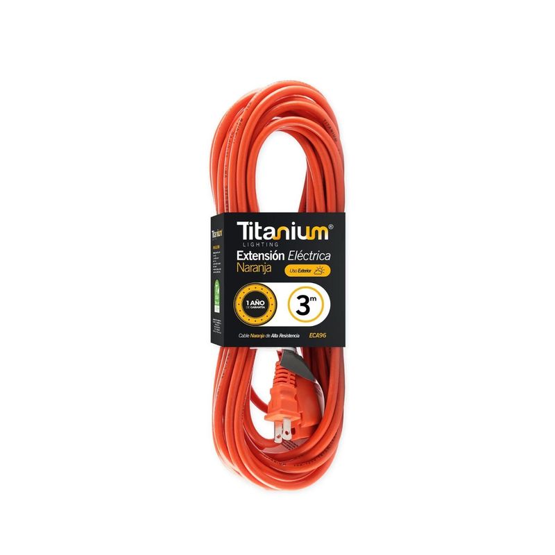 GENERICO - Extensión Eléctrica Uso Rudo Naranja 3 Metros
